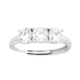 Anello Trilogy con MOISSANITE mm 5 certificata, in Argento S925
