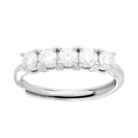 Anello SemiVeretta con MOISSANITE certificata, in Argento S925