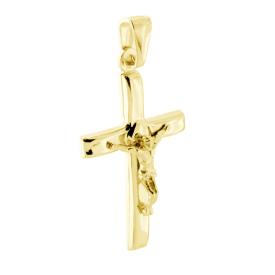 Ciondolo Croce Latina con Gesu Cristo su croce lucida, in Argento s925