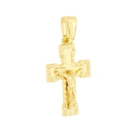 Ciondolo Croce Latina con Gesu Cristo su croce ampia, in Argento s925