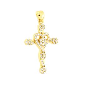 Ciondolo Croce e Cuore, Argento s925