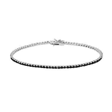 Bracciale Tennis UOMO 3mm Nero, Argento 925
