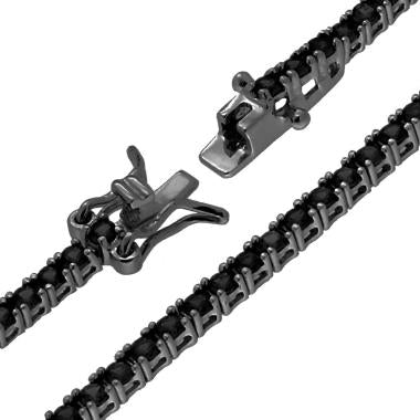 Bracciale Tennis 3mm Nero Brunito Brillante, Argento 925