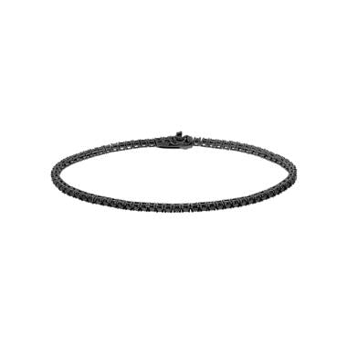 Bracciale Tennis 3mm Nero Brunito Brillante, Argento 925