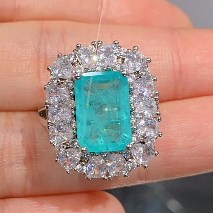 Anello Rettangolare Paraiba con Zirconia Marquise ARGENTO 925