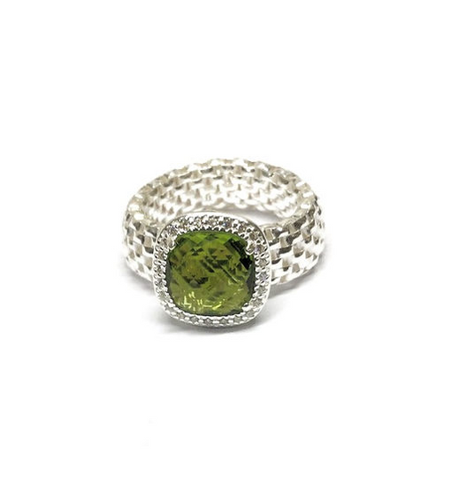 Bague rectangulaire Lady D en argent 925