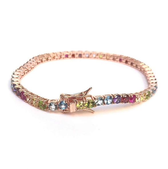 Rainbow Tennis Bracelet 3mm, in S925 Silver and Zirconia