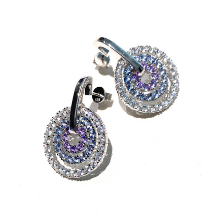 Orecchini Cerchi concentrici brillanti -  in Argento S925