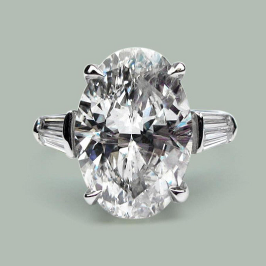 Anello Ovale Big taglio ICE, in Argento S925 e Zirconi