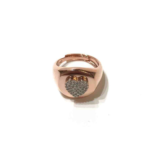 Anello Chevalier Cuore Zirconato – Argento 925 e Oro rosa