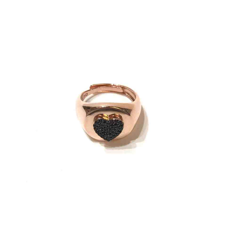 Anello Chevalier Cuore Zirconato – Argento 925 e Oro rosa