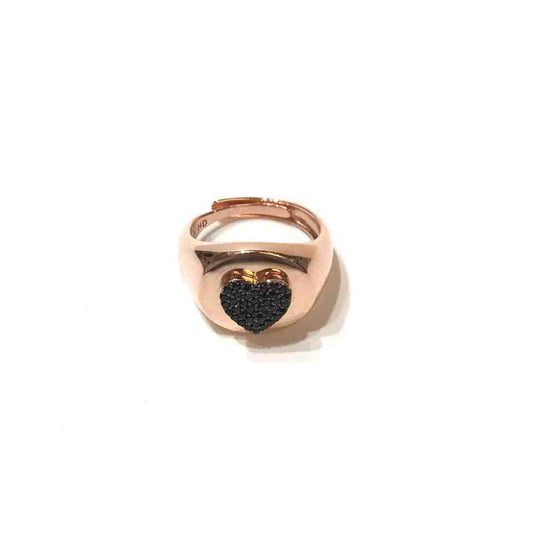 Anello Chevalier Cuore Zirconato – Argento 925 e Oro rosa