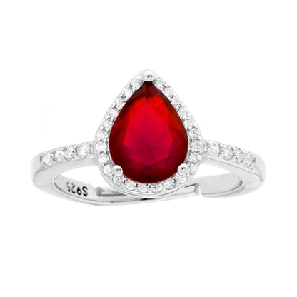 Anello Goccia Rosso Rubino, in ARGENTO S925