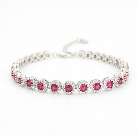 Bracciale Tennis Rosette Degradè in Argento 925 e Zirconi