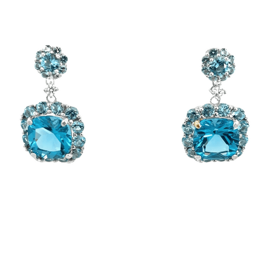 Orecchini Ciondolo Brillante Quadrato, in Argento 925