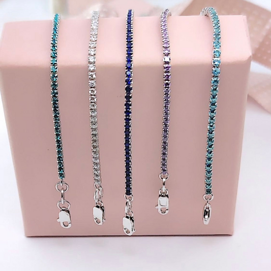 Mini Bracciali Tennis 1mm, Base Silver, Argento s925