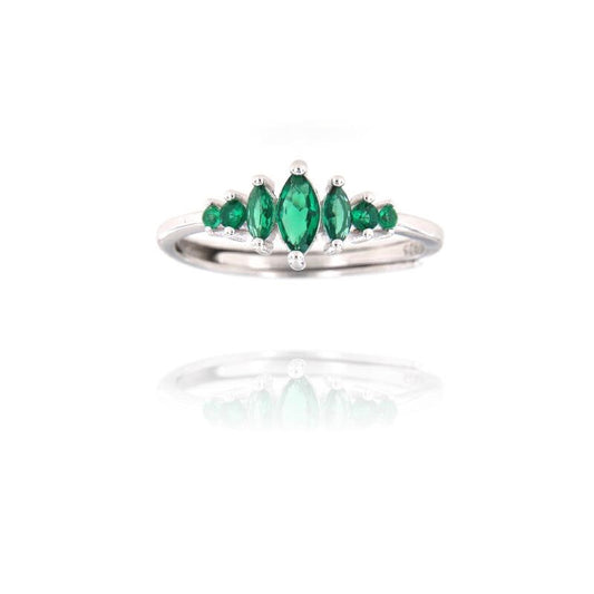 Solitaire Ring with Green Oval Zircon, in S925 SILVER