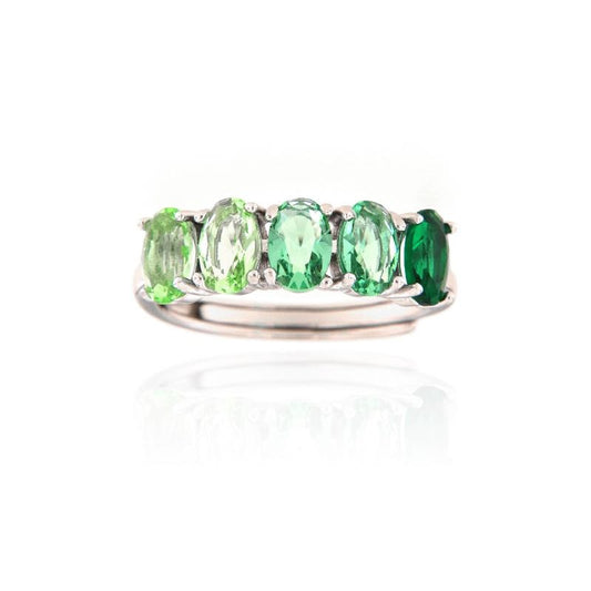 Anello SemiVeretta Ovali Degradè Verde, ARGENTO S925