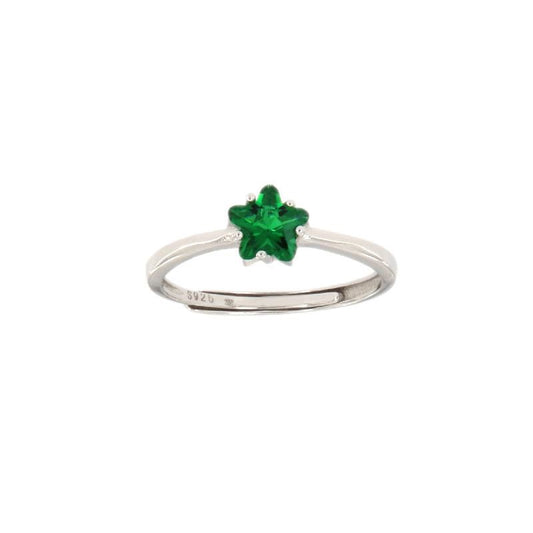 Solitaire Ring with Green Oval Zircon, in S925 SILVER