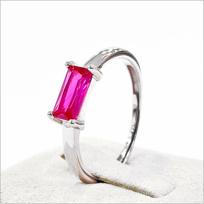 Anello con rettangolino colorato, Argento s925