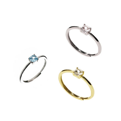 Anello Solitario Quadratino, Argento s925