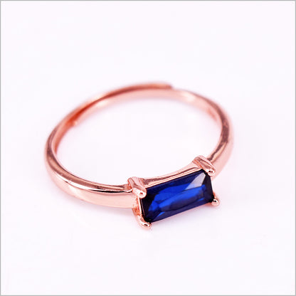 Anello con rettangolino colorato, Argento s925