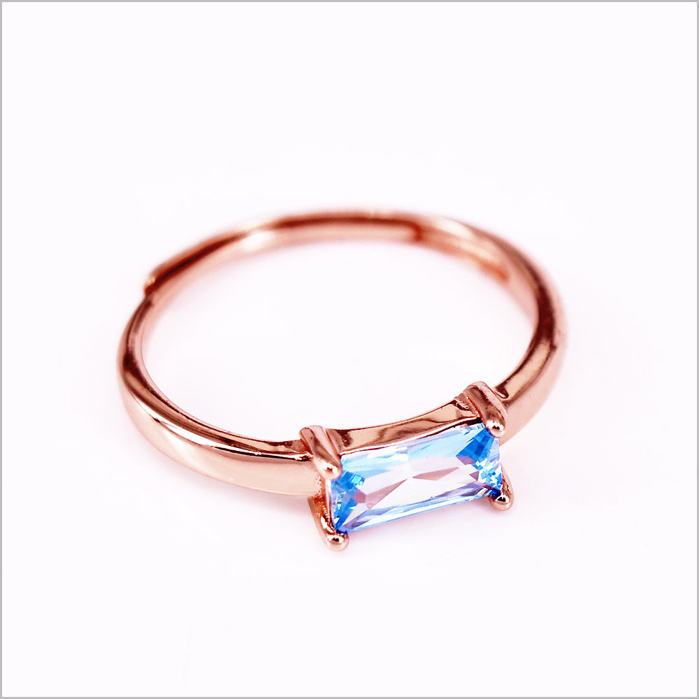 Anello con rettangolino colorato, Argento s925