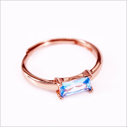 Anello con rettangolino colorato, Argento s925