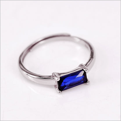Anello con rettangolino colorato, Argento s925