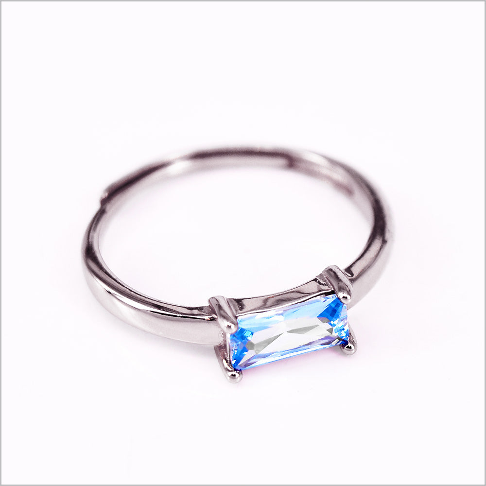 Anello con rettangolino colorato, Argento s925