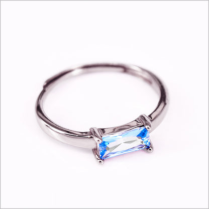 Anello con rettangolino colorato, Argento s925