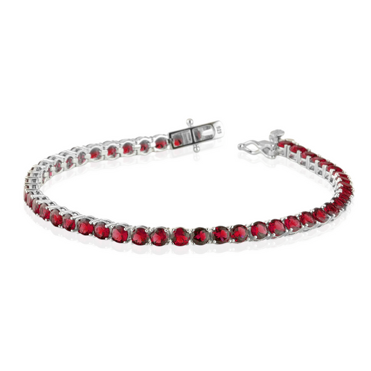 Bracciale Tennis 3mm Rosso Sangue, in Argento S925