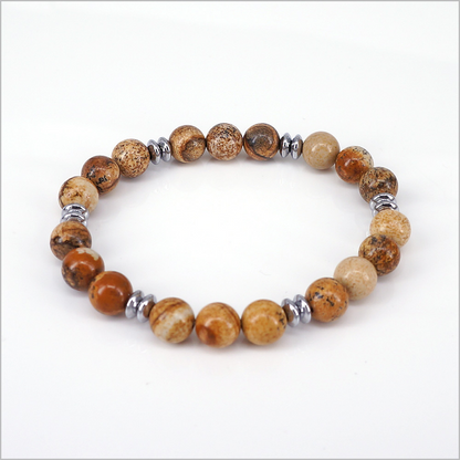 Bracciale elastico in Pietre Dure ed Ematite, 8mm