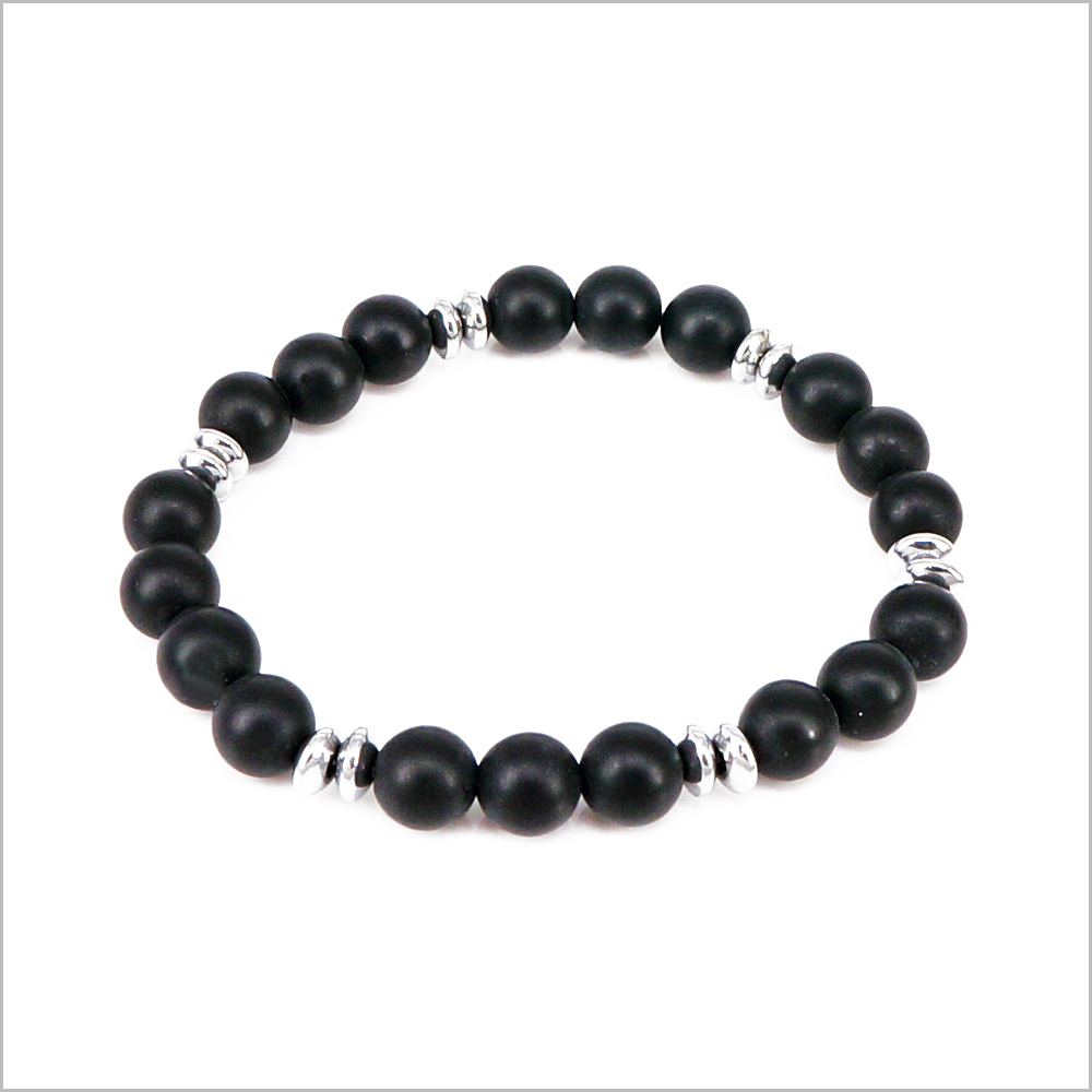 Bracciale elastico in Pietre Dure ed Ematite, 8mm