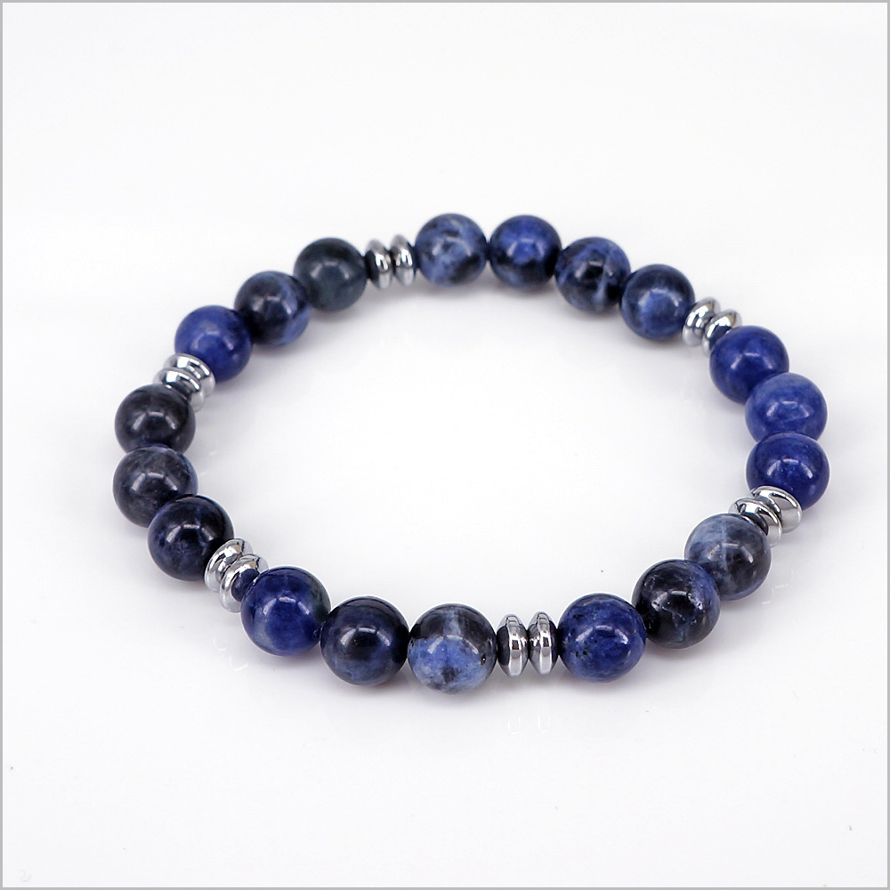 Bracciale elastico in Pietre Dure ed Ematite, 8mm