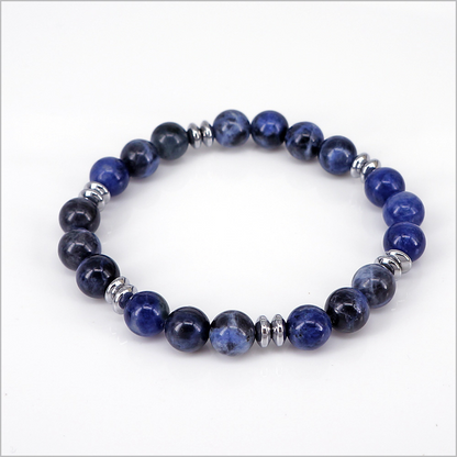 Bracciale elastico in Pietre Dure ed Ematite, 8mm
