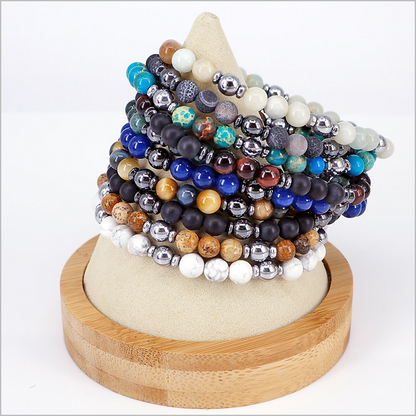 Bracciale elastico in Pietre Dure ed Ematite, 6mm