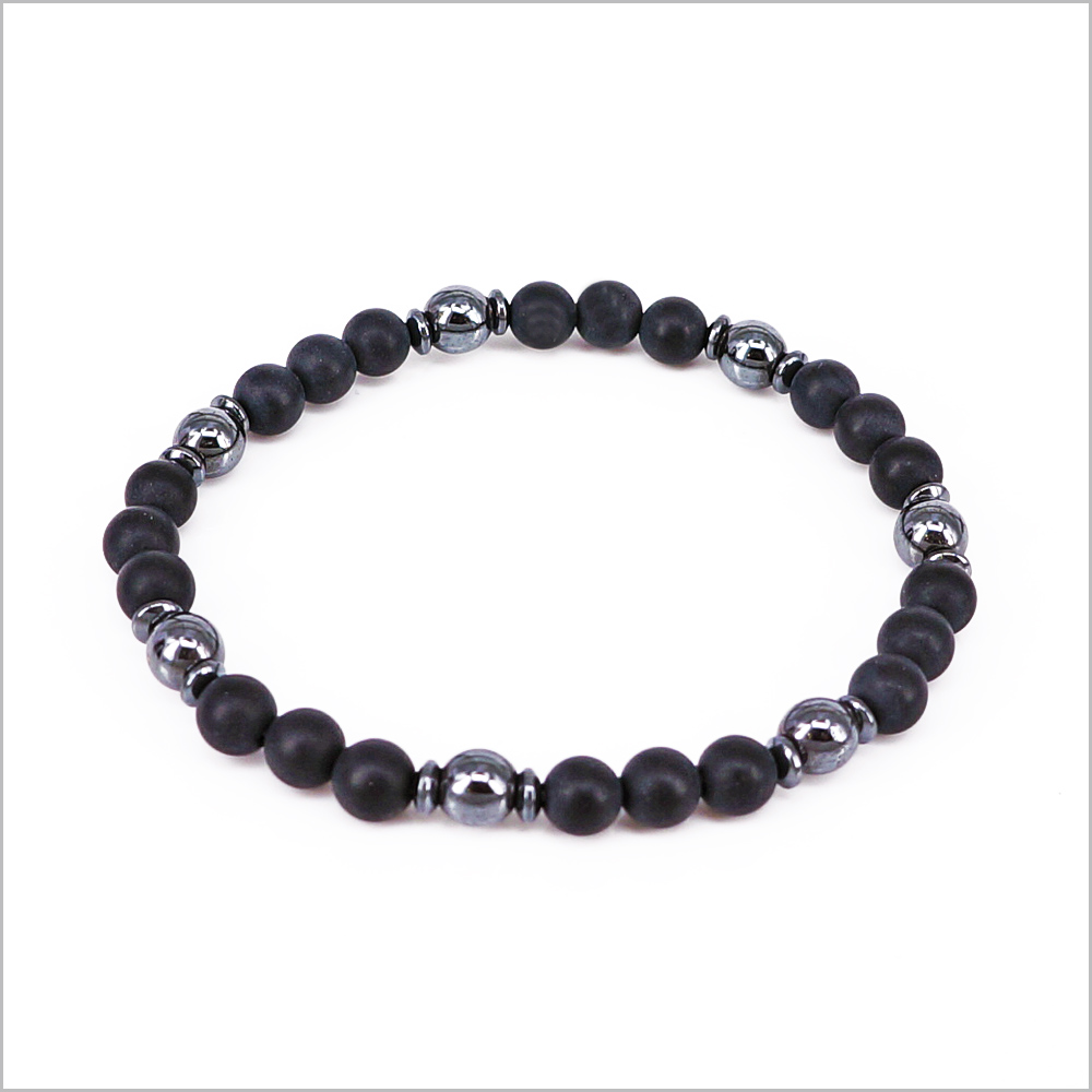 Bracciale elastico in Pietre Dure ed Ematite, 6mm