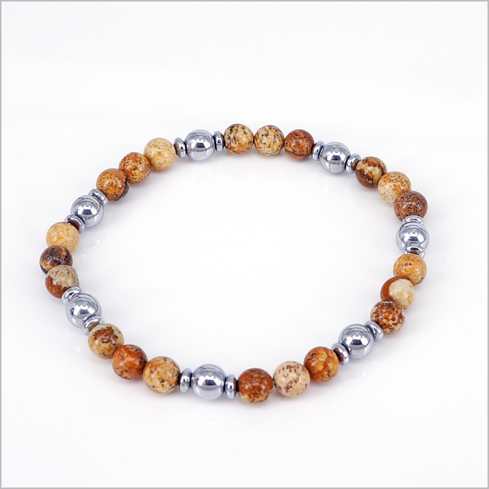 Bracciale elastico in Pietre Dure ed Ematite, 6mm