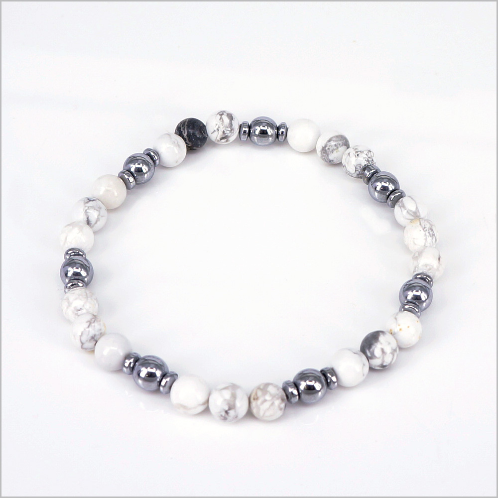 Bracciale elastico in Pietre Dure ed Ematite, 6mm