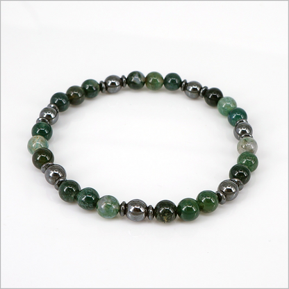 Bracciale elastico in Pietre Dure ed Ematite, 6mm