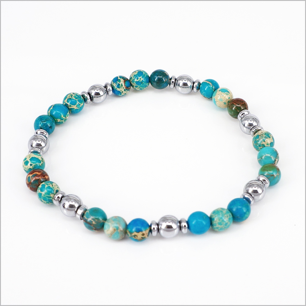 Bracciale elastico in Pietre Dure ed Ematite, 6mm