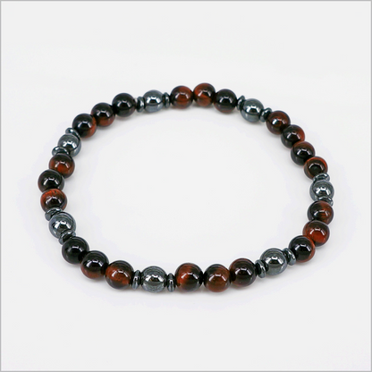 Bracciale elastico in Pietre Dure ed Ematite, 6mm
