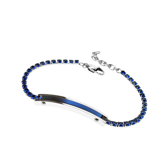 Bracciale Uomo Tennis 3mm con Placchetta, in Acciaio Inox