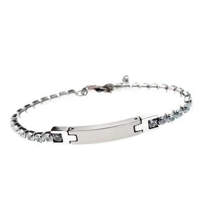 Bracciale Uomo Tennis con Targetta, in Acciaio Inox