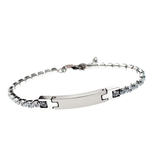 Bracciale Uomo Tennis con Targetta, in Acciaio Inox