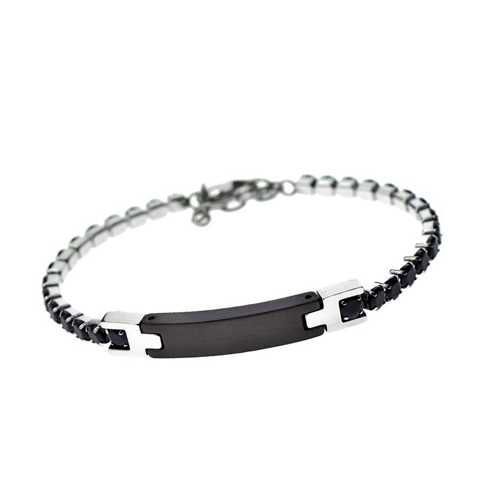 Bracciale Uomo Tennis con Targetta, in Acciaio Inox