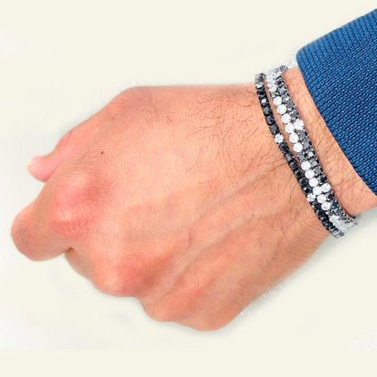 3mm Black Tennis Bracelet with Rhodium Base, in 925 Silver
