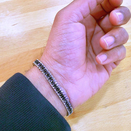 Bracciale Catena Grumetta con Tennis Crystal NERI, in ACCIAIO