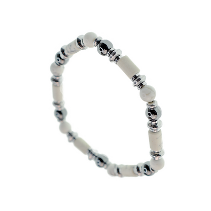 Bracciale elastico uomo con pietre Cilindriche e Ematite
